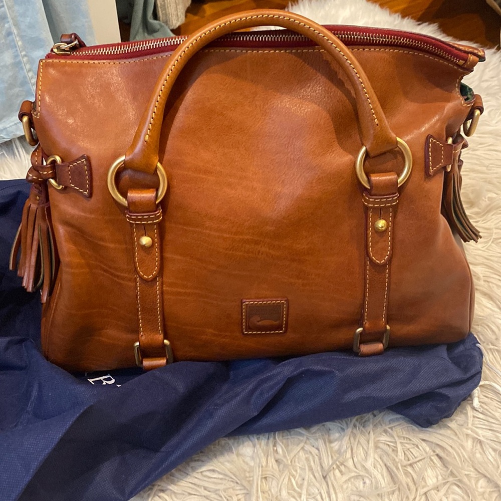Downey & bourke flourentine satchel leather tan, brand new